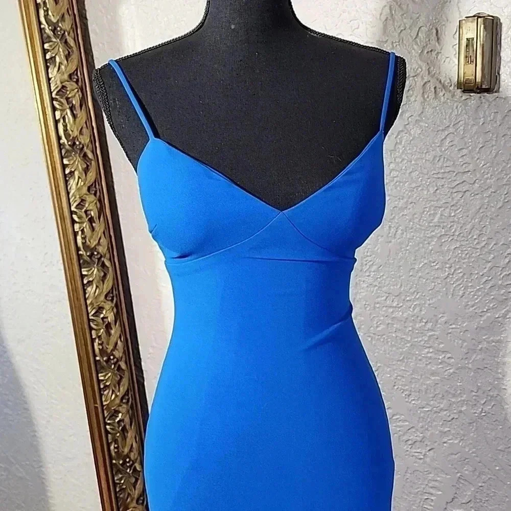 Likely Christiana Slip Gown dress 👗 w/ flounce hem in Olympic blue. Like new - Picture 6 of 11